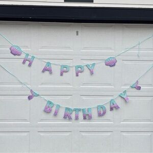 Purple and Blue Happy Birthday Banner